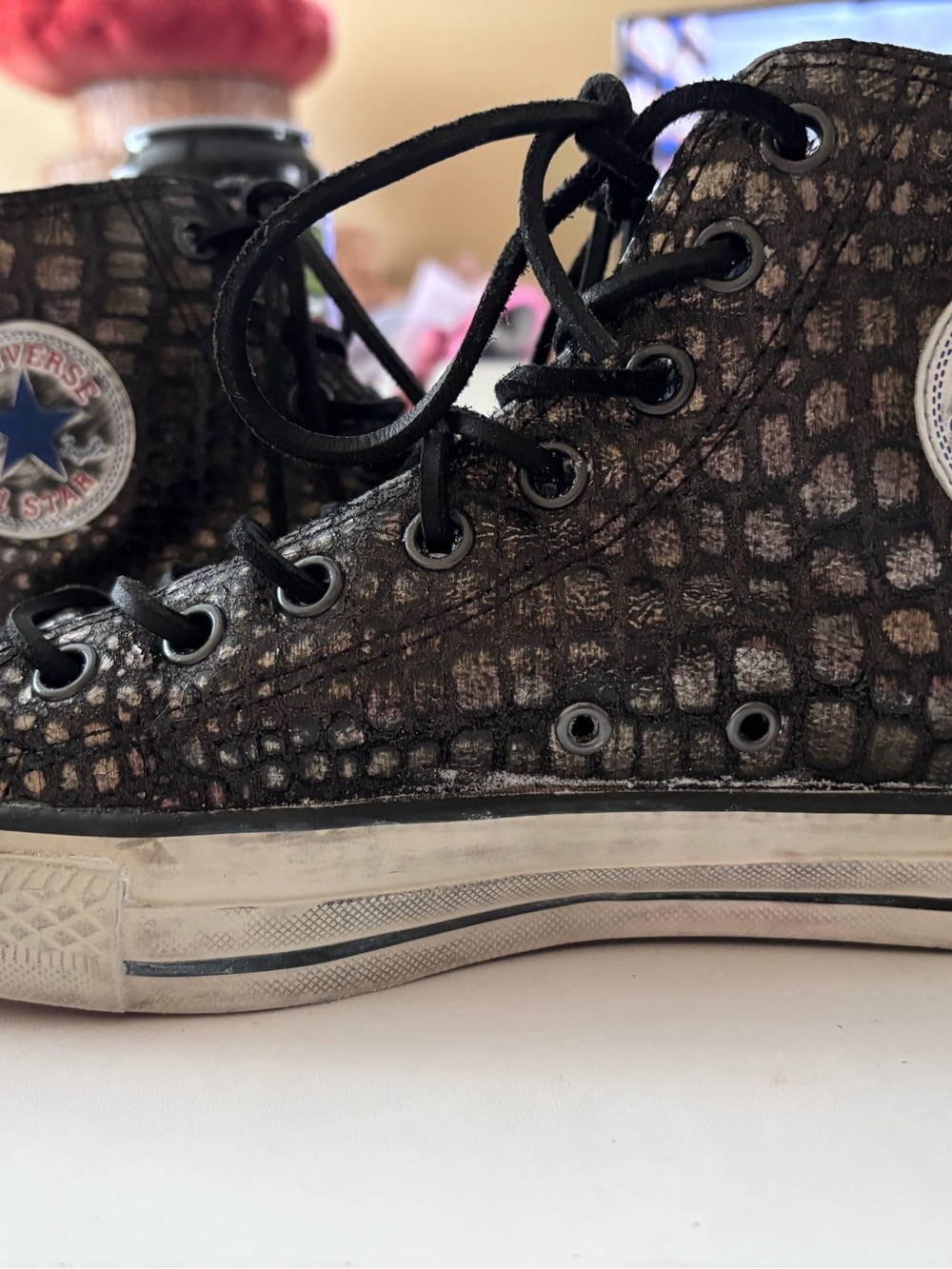 Converse x John Varvatos Snakeskin Leather High Tops Rare 145390C Men’s 8.5 - Picture 3 of 15